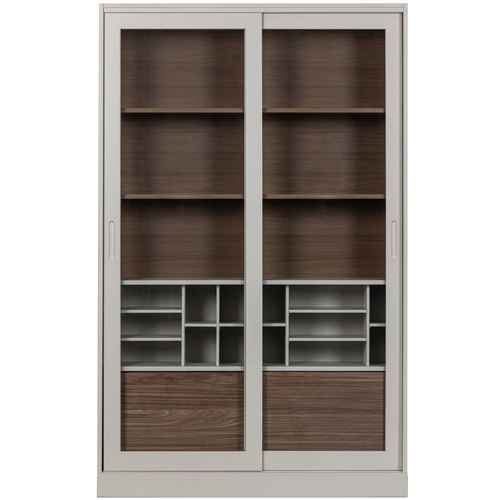 WOOOD vitrinekast James - Grenen - Noten/Mist - 200x125x47 - vtwonen shop