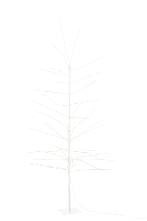 J-Line decoratie Kerstboom Kaal - metaal - wit - LED lichtjes