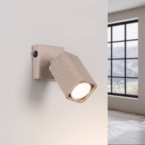 Sollux Lighting Wandlamp RAYO taupe met schakelaar - 8x16x16cm