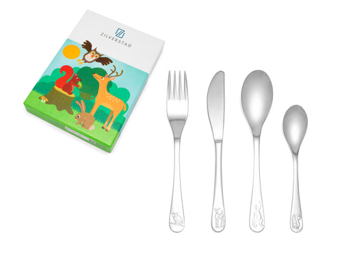 Zilverstad - Kindercouvert Bosdieren - 4 delig - RVS