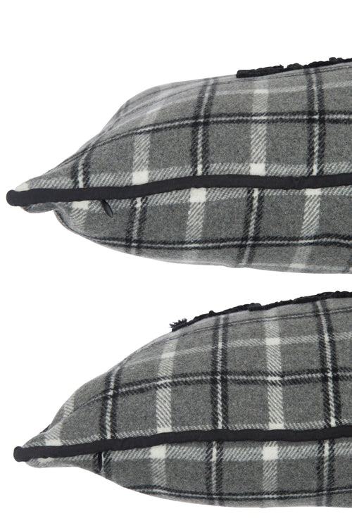 J-Line kussen Tekst - polyester - grijs - 2 stuks - vtwonen shop