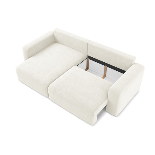 LaMiaSofa hoekbank links Ostia - chenille stof - wit - 244x149x79