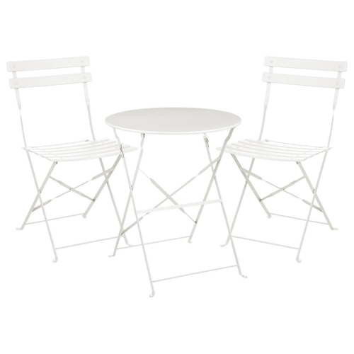 Mica Decorations Laurence Bistroset Metaal - Set van 3 - Tuinstoelen en Tuintafel - Balkonset 2 Personen - Bistrotafel Rond en Bistrostoel Bistro Set