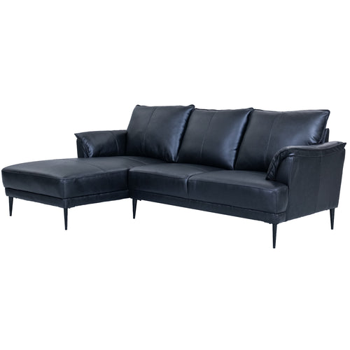 Furnhouse chaise longue bank links Soul - Zwart - Leer - 155x233x88