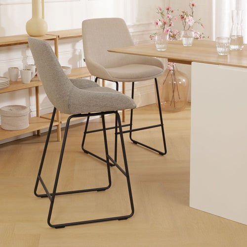 Nolon Nino-Isa Barkruk Warm Grijs - Stof - Zwart Onderstel - 75 cm - vtwonen shop