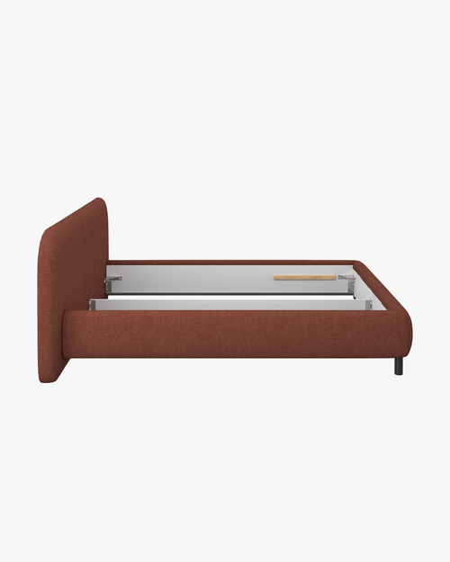 noo.ma Mumo gestoffeerd bed 180 x 200 cm - bouclé Brick Red, laag frame