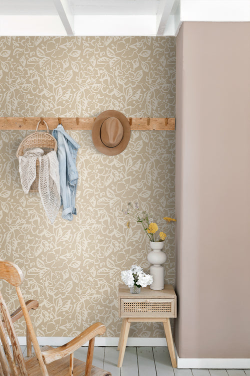 ESTAhome behang bladeren en bloemen beige - 50 x 900 cm - 131376 - vtwonen shop