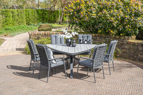 Venice dining fauteuil - carbon black - rope dark grey - mystic grey