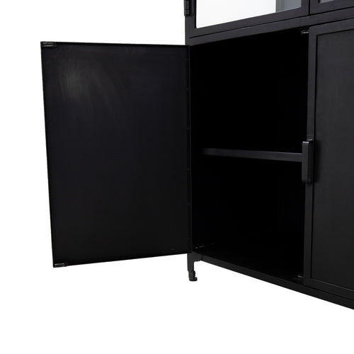 Giga Meubel Vitrinekast Lott - Zwart Metaal - 150x50x230cm