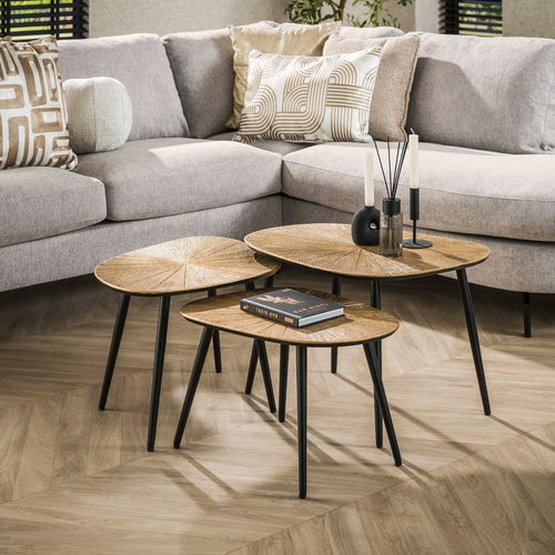 Giga Meubel Salontafel Ray Metal - Brons Metaal - Set van 3