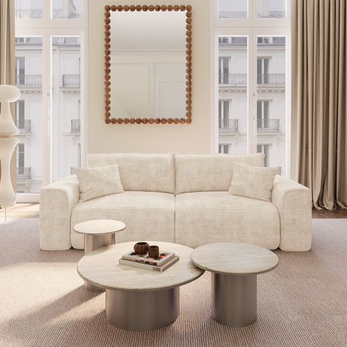Premium Interiors - Snel uitklapbare slaapbank COMO - corduroy beige 236cm