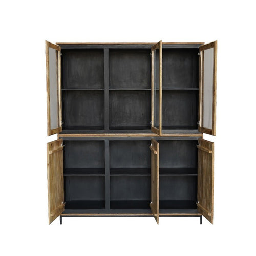 StarFurn Vitrinekast RichWood - Naturel Hout - 160x45x200cm