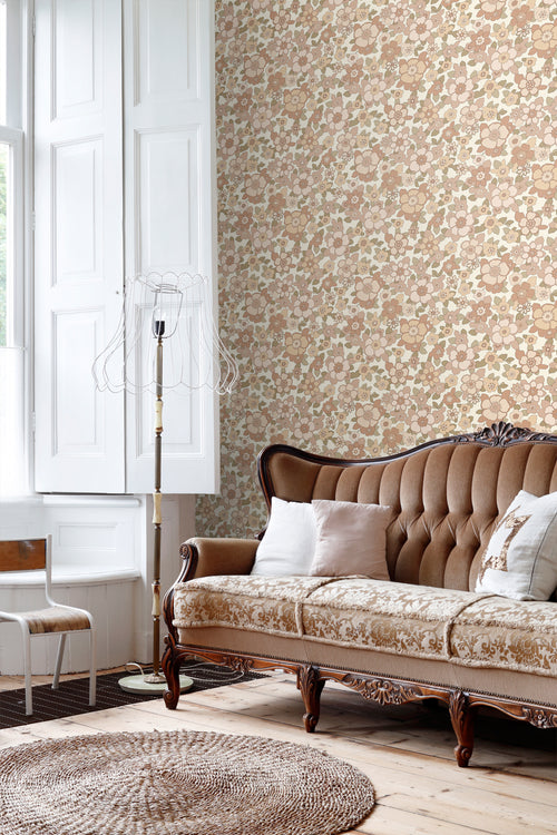 ESTAhome behang retro bloemen beige - 50 x 900 cm - 131526 - vtwonen shop