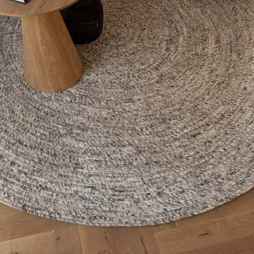 Interieur05 Rond wollen vloerkleed Gapo grijs gemeleerd op=op - 220 x 220 cm