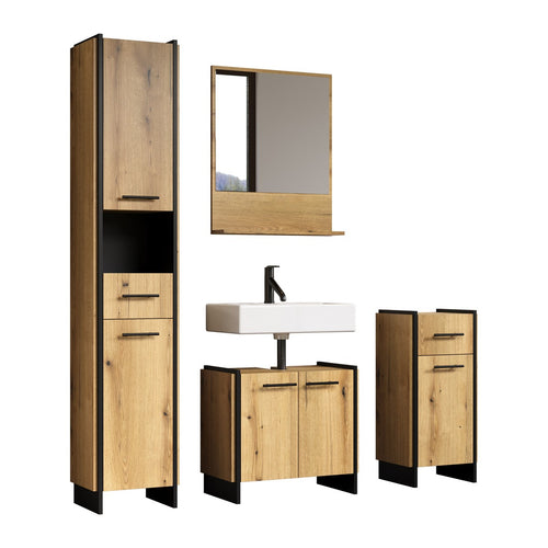 Calicosy - badkamermeubels-set ELLIE - licht hout 154x34x190 cm