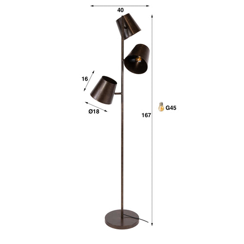 Giga Living Vloerlamp Kinetic - Bruin Metaal - Ø40x165cm