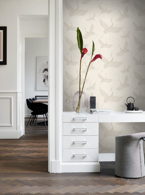 Origin Wallcoverings behang kraanvogels zandkleurig - 0,53 x 10,05 m - 347827 - vtwonen shop