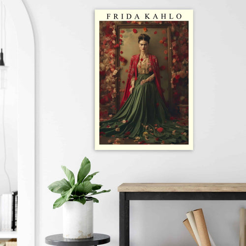 Artfulprints Poster met Lijst Frida Kahlo - Beauty in flowers   - 50x70 cm - Meerkleurig