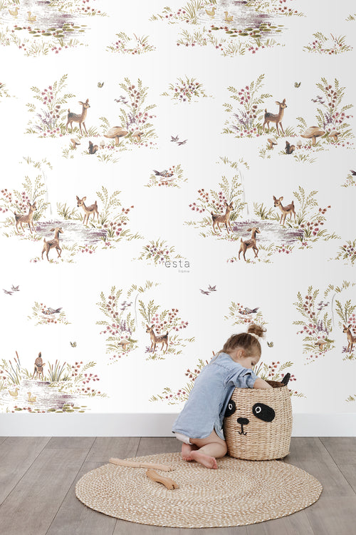 ESTAhome fotobehang hertjes bruin en terracotta - 200 x 279 cm - 159055 - vtwonen shop