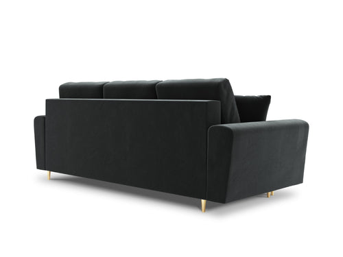 Cosmopolitan Design Slaapbank met opbergdoos Kyoto 3-zits, flueel, donkergrijs - 100x235x88cm