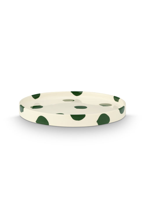 vtwonen -  Lunchbord - Stippen - Groen - Set van 2 - Keramiek - 20cm
