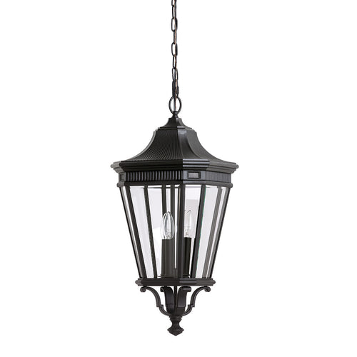 Elstead Cotswold Lane - 3-lichts grote buitenketting lantaarn zwart, E14