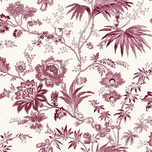 ESTAhome behang vintage bloemen bordeaux rood en wit - 50 x 900 cm - 132099