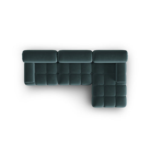 Cosmopolitan Design - Modulaire hoekbank rechts Cortina 4-zits, flueel turkoois - 155x282x70cm