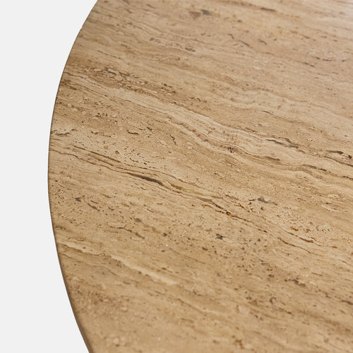 Giga Meubel Eettafel Lucio - Rond Bruin Hout/Travertin - 150x150x76cm