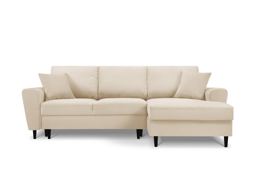 Cosmopolitan Design Converteerbare hoekbank rechts met opbergdoos Kyoto 4-zits, ribfluwelen, beige - 145x241x88cm