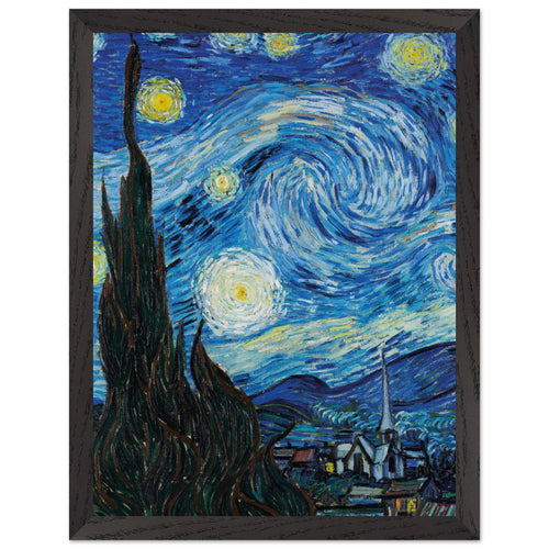 Artfulprints Poster met Lijst Vincent van Gogh - Starry night   - 30x40 cm - Blauw