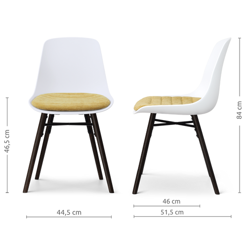 Nolon Nena-Liv eetkamerstoel wit met warm oker zitkussen - zwart houten onderstel