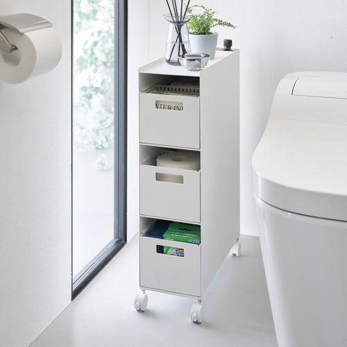 Yamazaki Tower Opbergmanden op wielen 3-laags - Wit - vtwonen shop