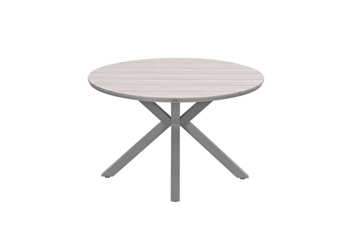Edison tafel rond - 122 cm - taupe - light teak Vironwood - vtwonen shop