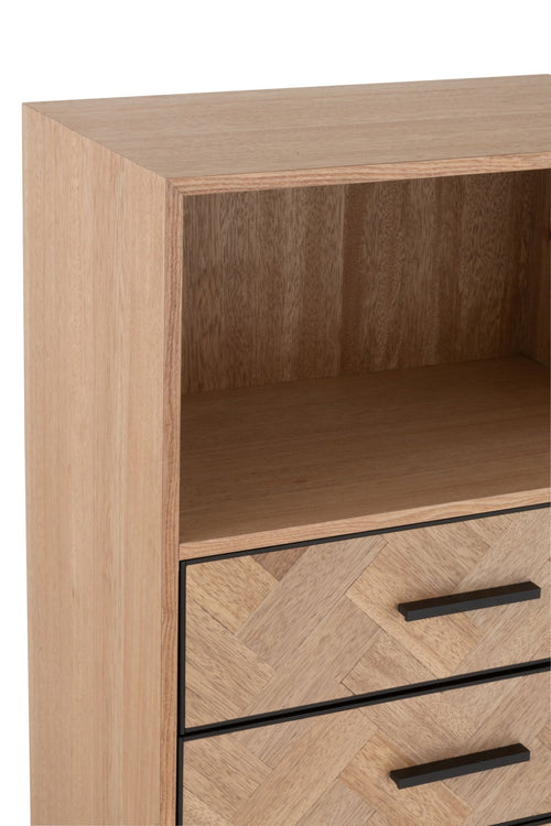 J-Line kast Hoog Zigzag 3 Lades - hout/metaal - naturel/zwart