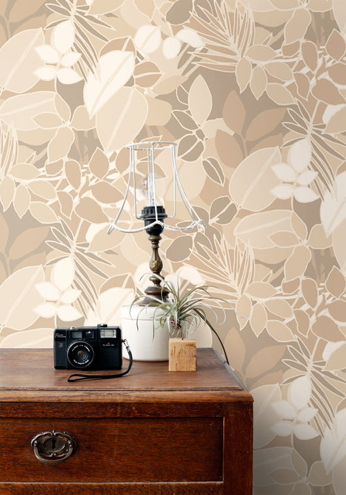 ESTAhome behang bladeren beige - 50 x 900 cm - 139845 - vtwonen shop