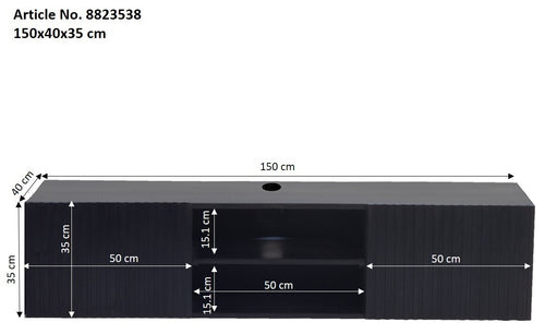 Giga Meubel Tv-meubel Roman - Zwart Mangohout - 150x40x35cm - vtwonen shop
