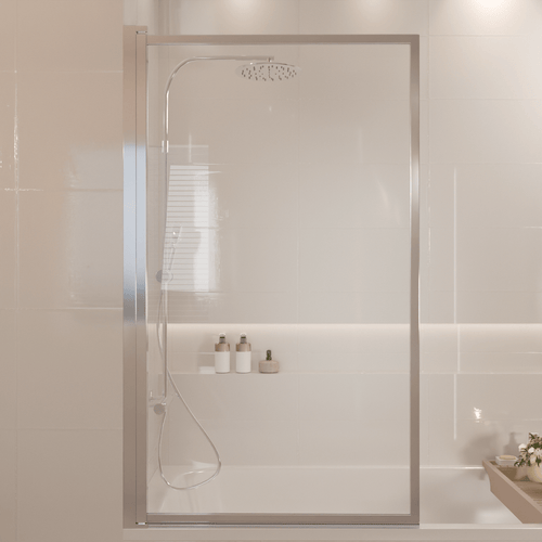 LOMAZOO badwand Salvador - draaibaar - anti kalk nano coating - helder glas - chroom - 80 x 140 cm