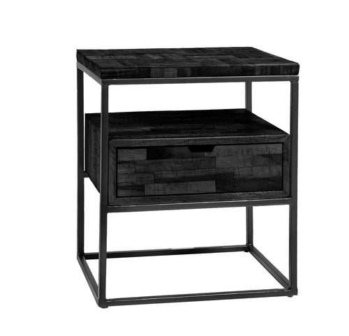 Duverger® nachtkastje Black Block - recycled teak - vtwonen shop