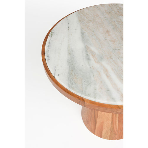 Housecraft Living Mees Salontafel Rond 50 cm Marmer/ Hout - Bruin