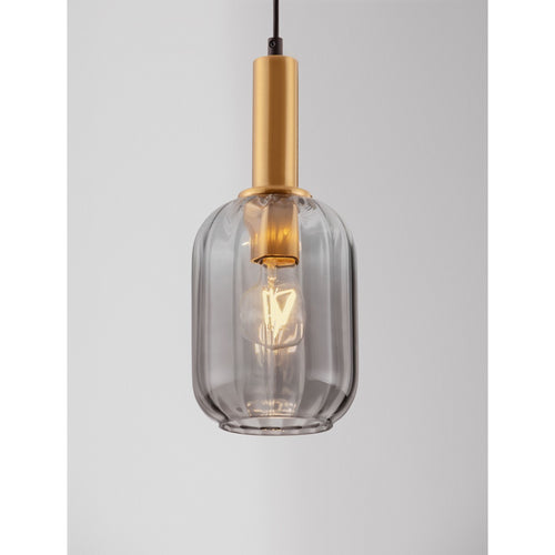 Nova Luce MAHO Slanke hanglamp voor aan het plafond, rookkleurig messing goudkleurig, E27 fitting, 1x12W