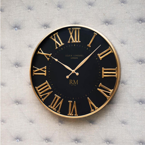 Rivièra Maison London Clock Company Wall Clock - Brass, Glas - Zwart - vtwonen shop