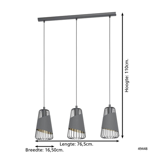 EGLO hanglamp Austell - e27 - 76,5 cm - zwart/goud - vtwonen shop