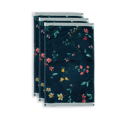 Pip Studio gastendoek Les Fleurs - 30x50 cm - donker blauw