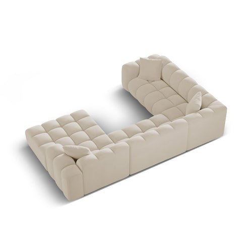 Cosmopolitan Design - Panoramische hoekbank links Treno 4-zits, flueel donkerbeige - 240x330x70cm