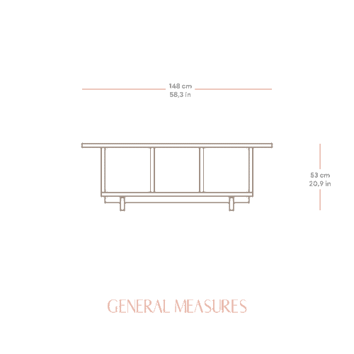 Naan Furniture TV-meubel Pi van massief natuurlijk grenenhout - 148 cm - Ongelakt