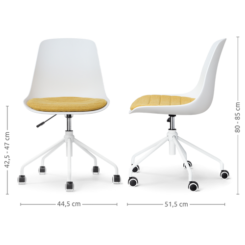 Nolon Nout-Liv Bureaustoel Wit - Okergeel Kussen - Wit Onderstel - vtwonen shop
