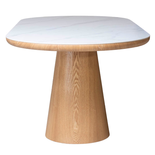 Giga Meubel Eettafel Alba - Wit Keramiek/Naturel - 200x90x77cm