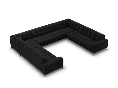 Cosmopolitan Design Panoramische bank Bali 9-zits, flueel, zwart - 256x327x75cm