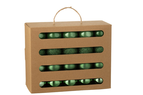 J-Line kerstbal - kunststof - smaragdgroen - doos van 40
